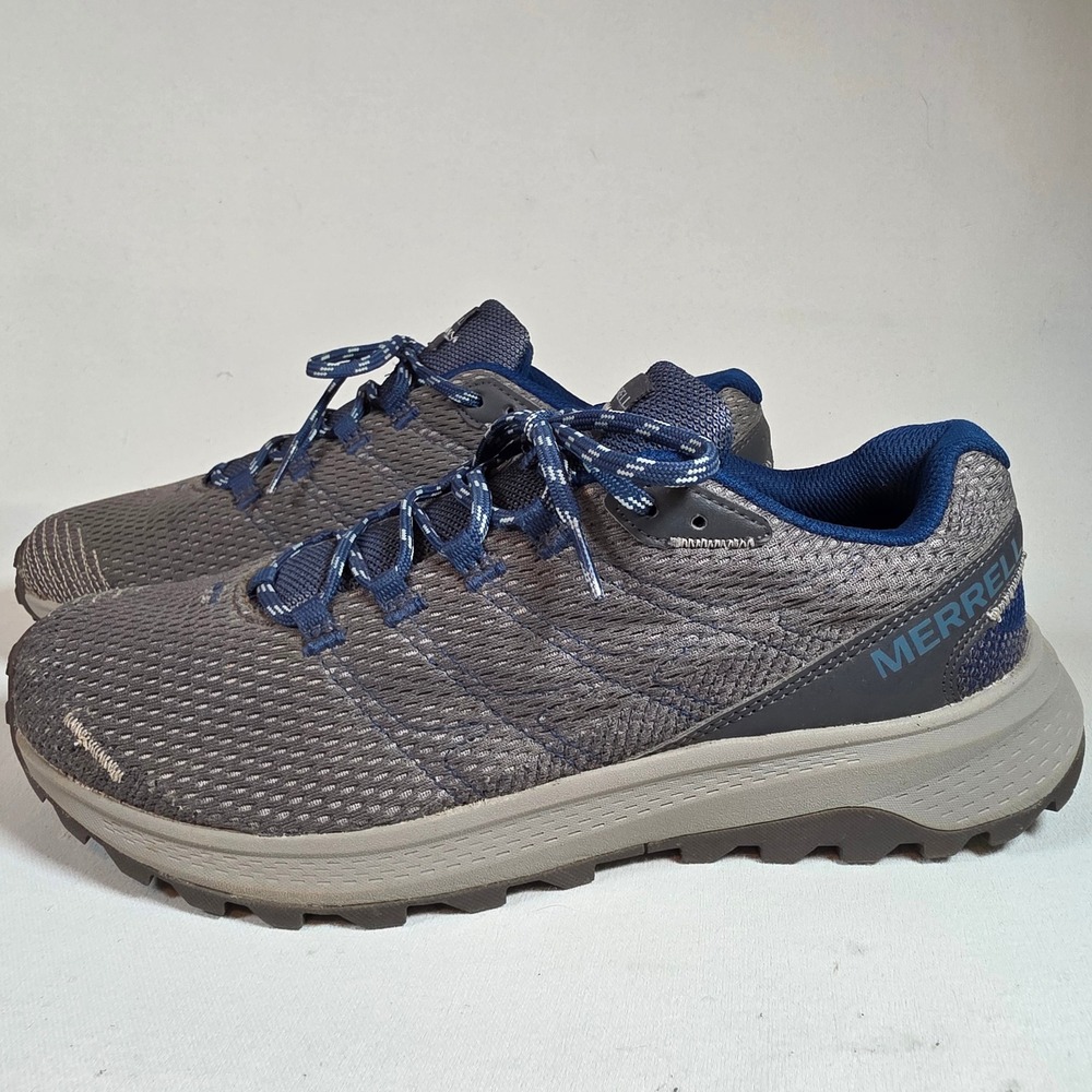 MERRELL Fly Strike Grey Blue Mens 9.5 Trail Running Shoes J067159 Hiking Outdoor